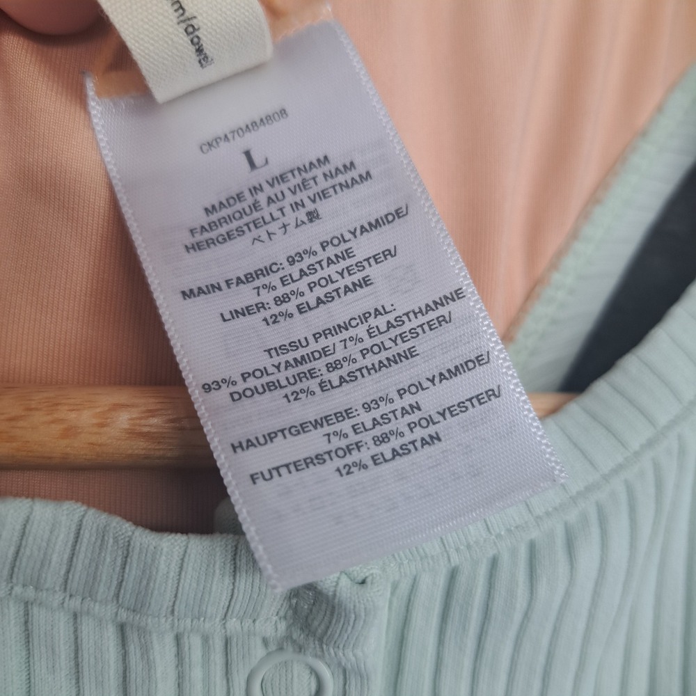 Madewell Second Wave Henley One-Piece Swimsuit in Mint Green Ribbed Large Beach - Picture 5 of 9